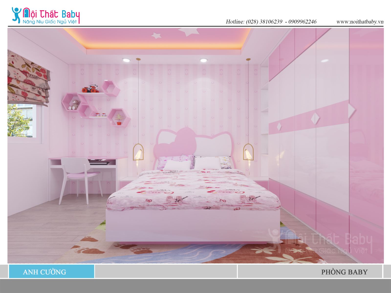 Giường ngủ baby hình Hello Kitty dễ thương và đáng yêu
